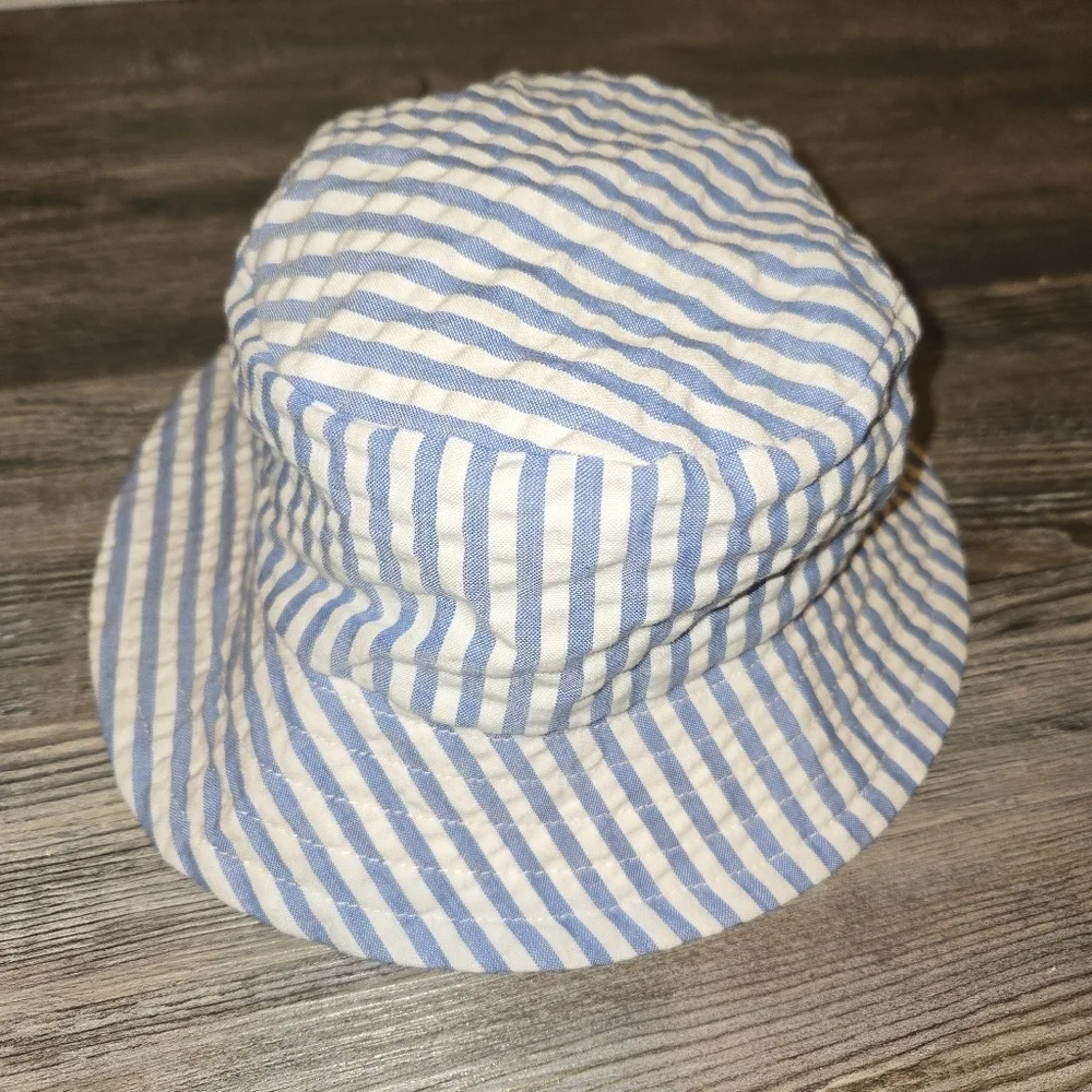 Striped Blue and White Kids Bucket Hat